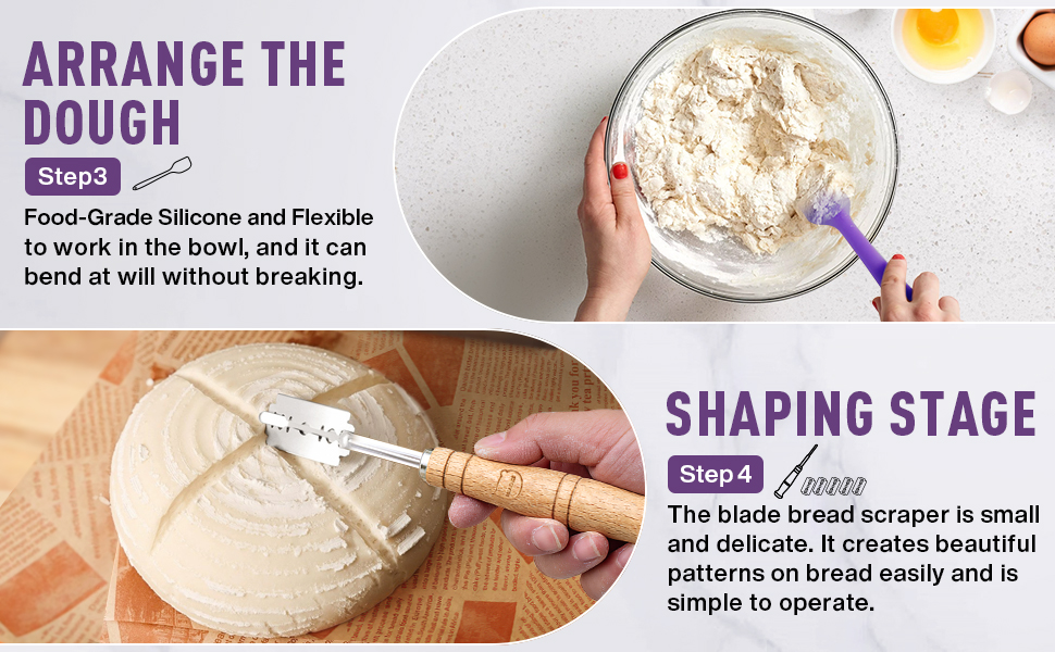Набір для випікання кислотного хліба MIAOKE: корзини для бродіння, скребок для тіста, ніж для хліба, пензлик, підкладки та інше