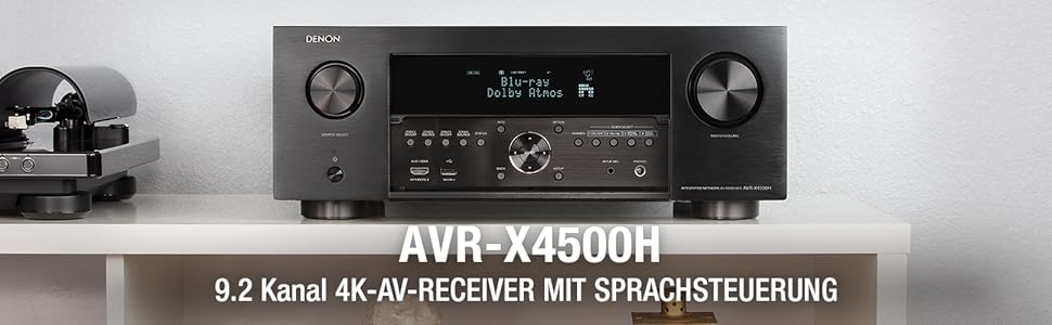 Ресивер Denon AVR-X4500H 9.2, Alexa, 8 HDMI, Bluetooth, Wi-Fi, Dolby Atmos, HEOS, Чорний