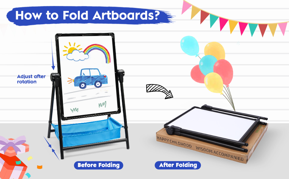 Дитяча мольберт Kinderstaffelei з двома боками, складний, регульована висота 74,9-111,8 см, з місцем для зберігання, поворотний на 360°, мольберт для малювання та дошка з набором літер та цифр, рожевий для хлопчиків та дівчаток