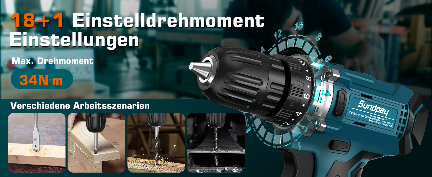 Набір інструментів Sundpey 255 предметів з акумуляторним дрилем-шуруповертом 21V, 2x2000mAh, синій - для дому та авто