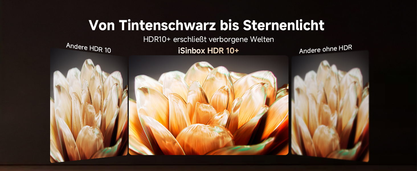 Розумний 4K проектор iSinbox з Netflix, автофокусом та корекцією трапеції, WiFi 6, Bluetooth 5.3, HDR10+, портативний домашній кінотеатр, сірий