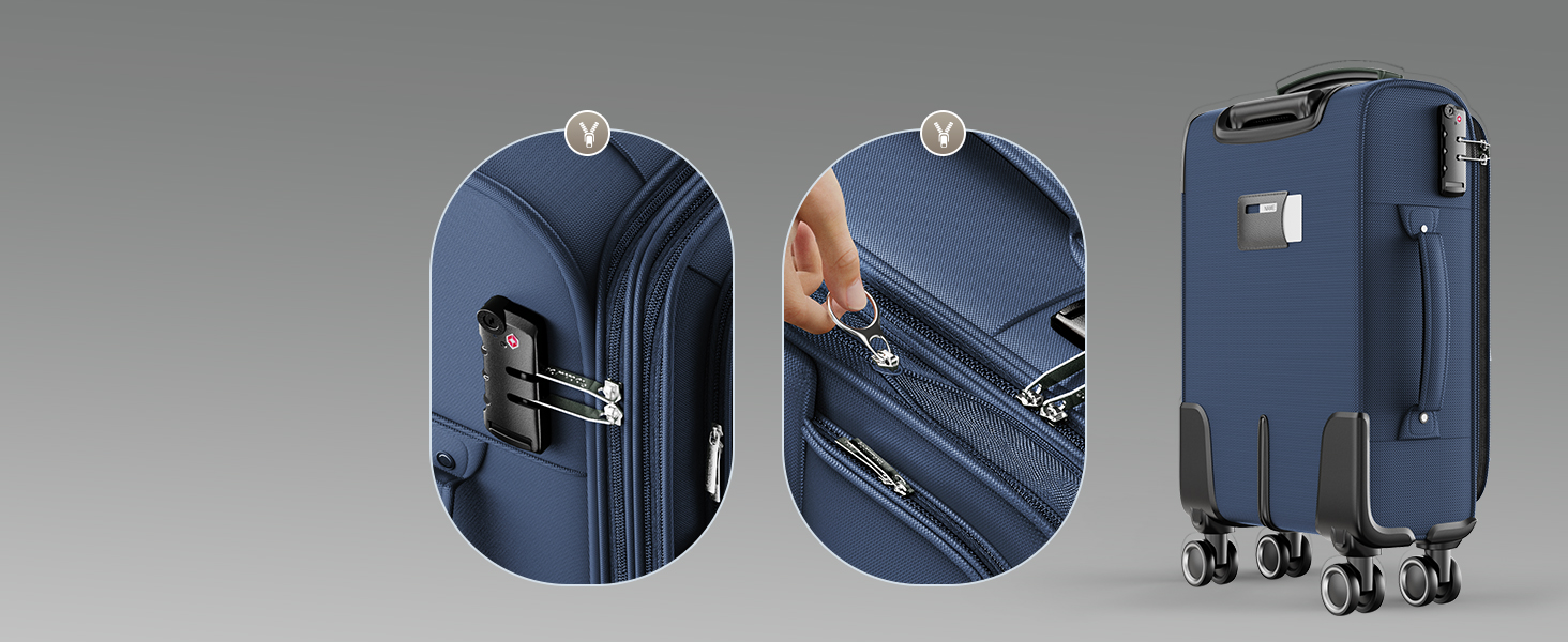 Набір валіз SHOWKOO з софтшеллу (3 шт.), розширюваний, легкий, міцний, з обертовими колесами, TSA-замок, 50.8 см, 61 см, 71.1 см, блакитний