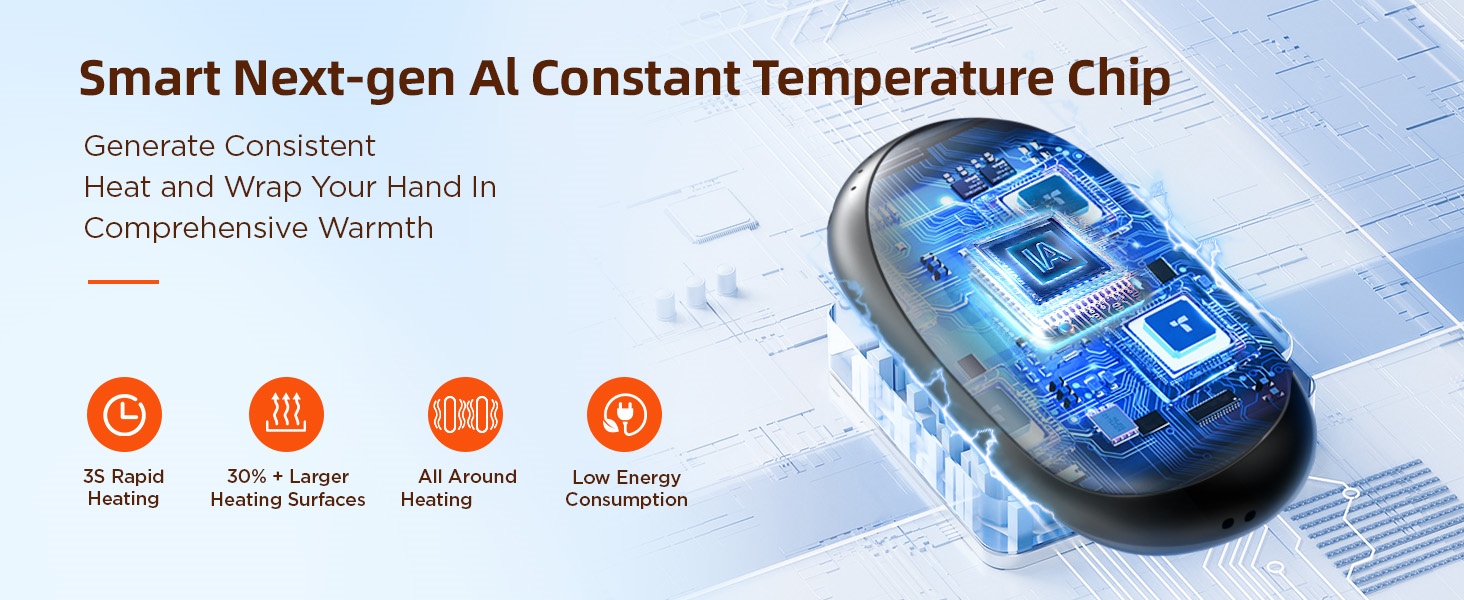 EasyAcc Нагрівач для рук, акумуляторний, чорний, великий