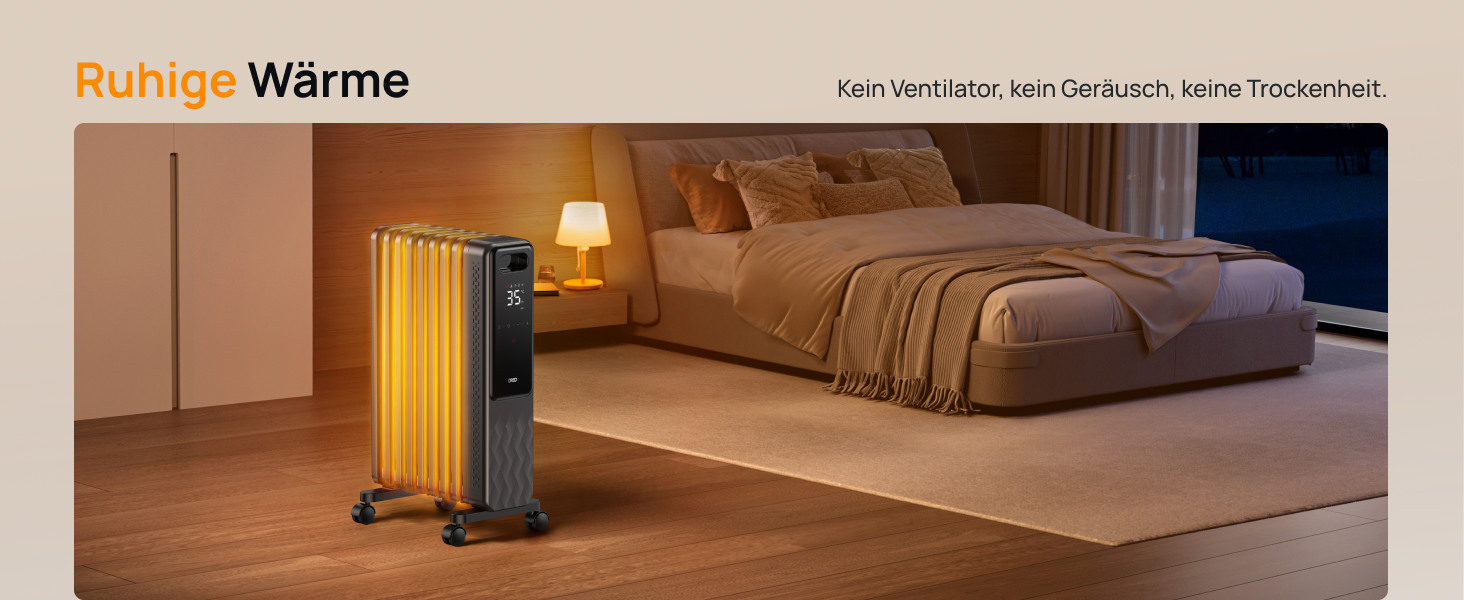 Електричний масляний радіатор Dreo OH310, 2000W, з пультом керування, 9 ребер, термостат, таймер, захист від перегріву та перекидання