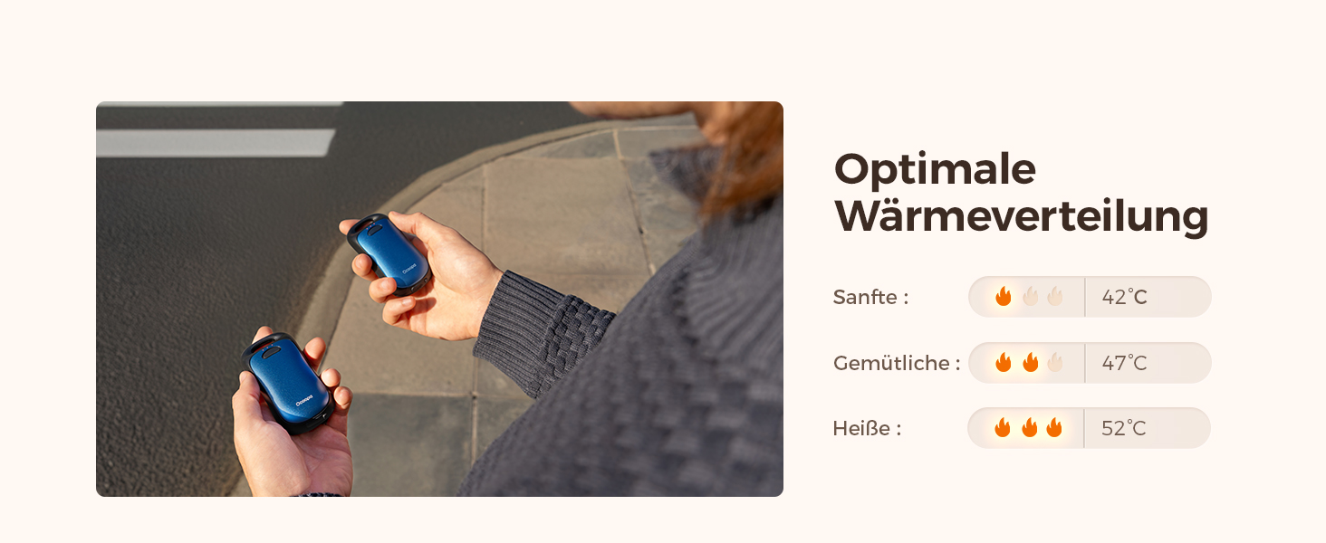 Електричні грілки для рук OCOOPA, 2 шт., водонепроникні (IP45), ергономічні, 18 годин тепла, портативні, для активного відпочинку, гольфу, кемпінгу, морської синьої