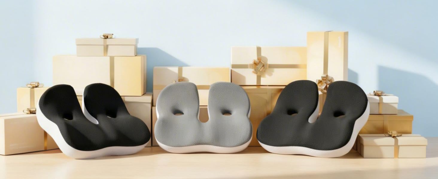 Ортопедична подушка для сидіння на стілець та в авто з Memory Foam - підтримка куприка, зняття болю при ішіасі, для дорослих (Чорний)