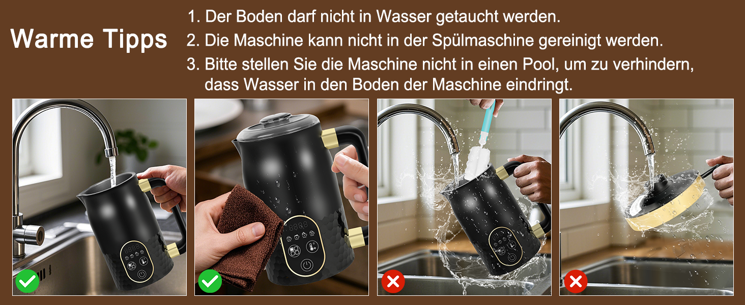 Електричний піноутворювач молока 4-в-1 з контролем температури. Підходить для капучино, лате та гарячого шоколаду. 2 насадки для різних типів пінки.