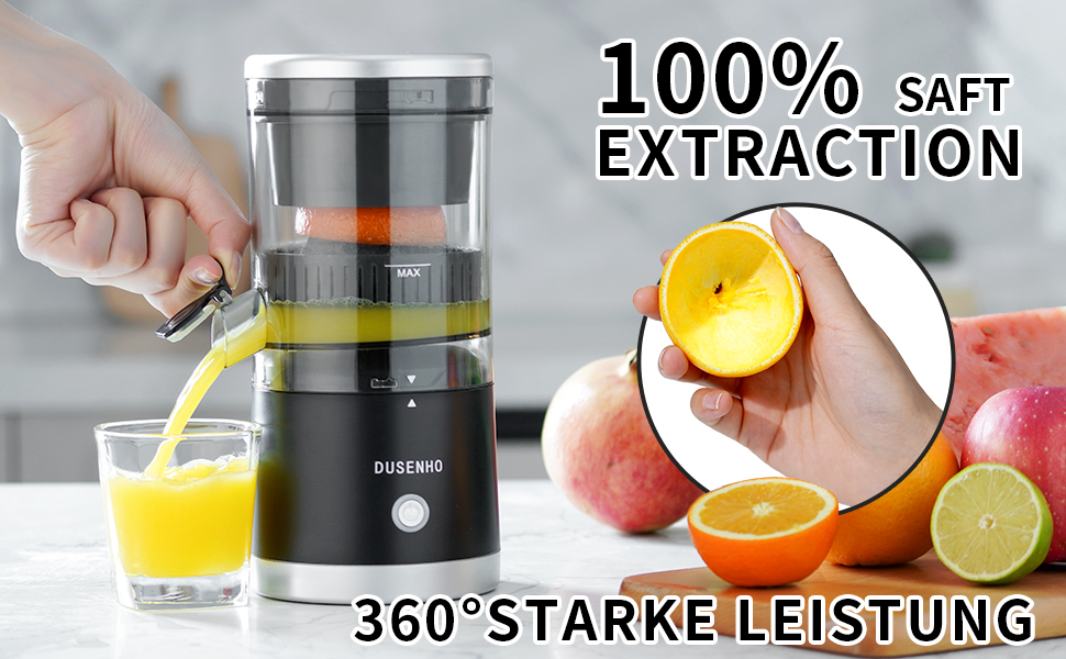 Електрична прес для цитрусових: соковитискач USB для апельсинів, лимонів, грейпфрутів (чорний + срібло)