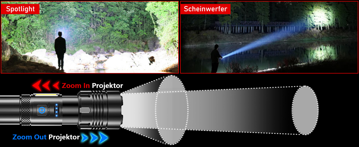 Потужний тактичний ліхтар Shadowhawk LED 500,000 Люмен, акумуляторний (USB), XHP70.2, водонепроникний IP67, 5 режимів світла з чохлом, чорний