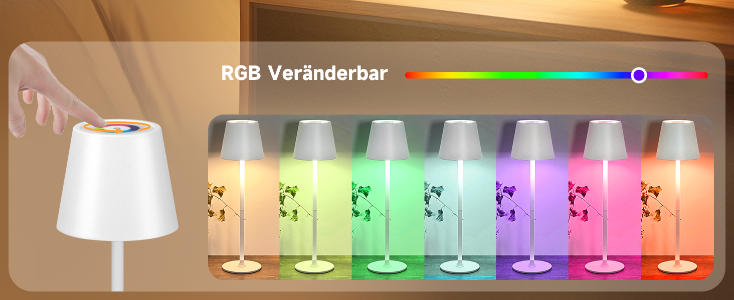 Дві бездротові LED-лампа настільні, перезаряджувані, 3000K та RGB, USB-C, 5500mAh, вологостійкі (Білий, 2 шт.)