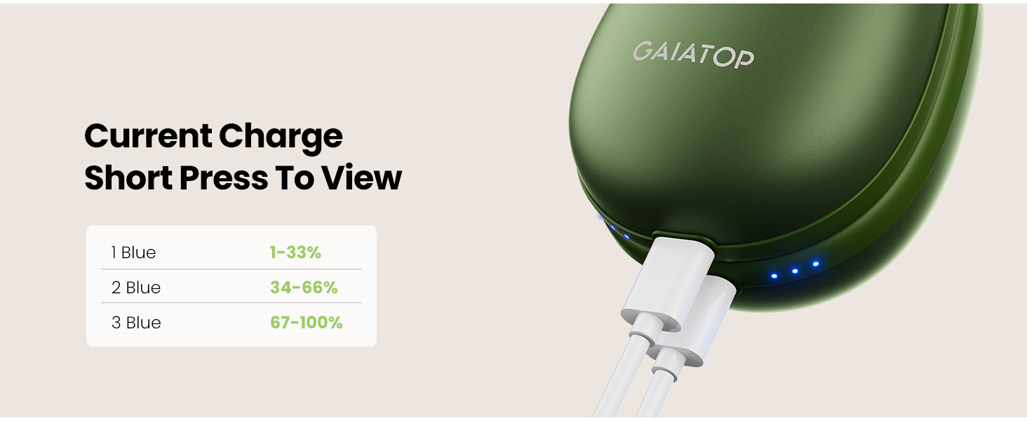 Електричні грілки для рук Gaiatop (2 шт), з магнітною фіксацією, 3 режими нагріву, швидкий нагрів, портативні, багаторазові, для активного відпочинку та подарунків