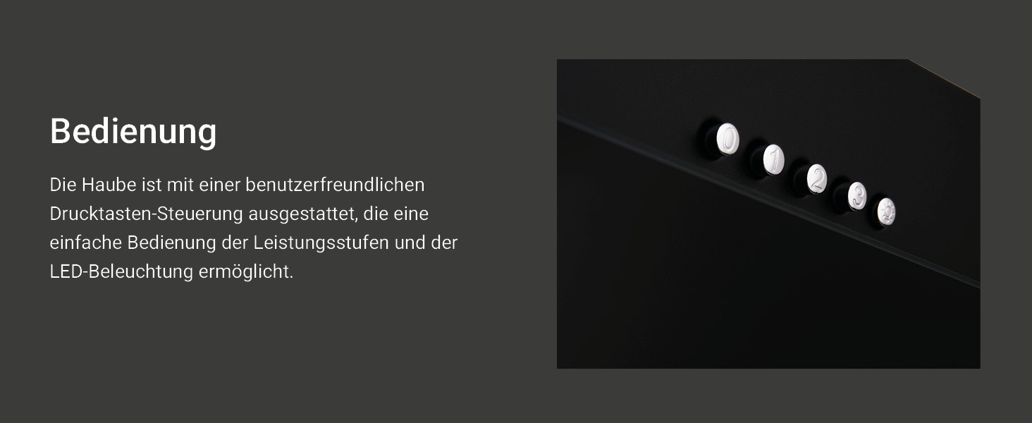 Похила витяжка Respekta CH33060WB (60 см, чорна) з металевим корпусом та скляним екраном, режим відведення та рециркуляції повітря