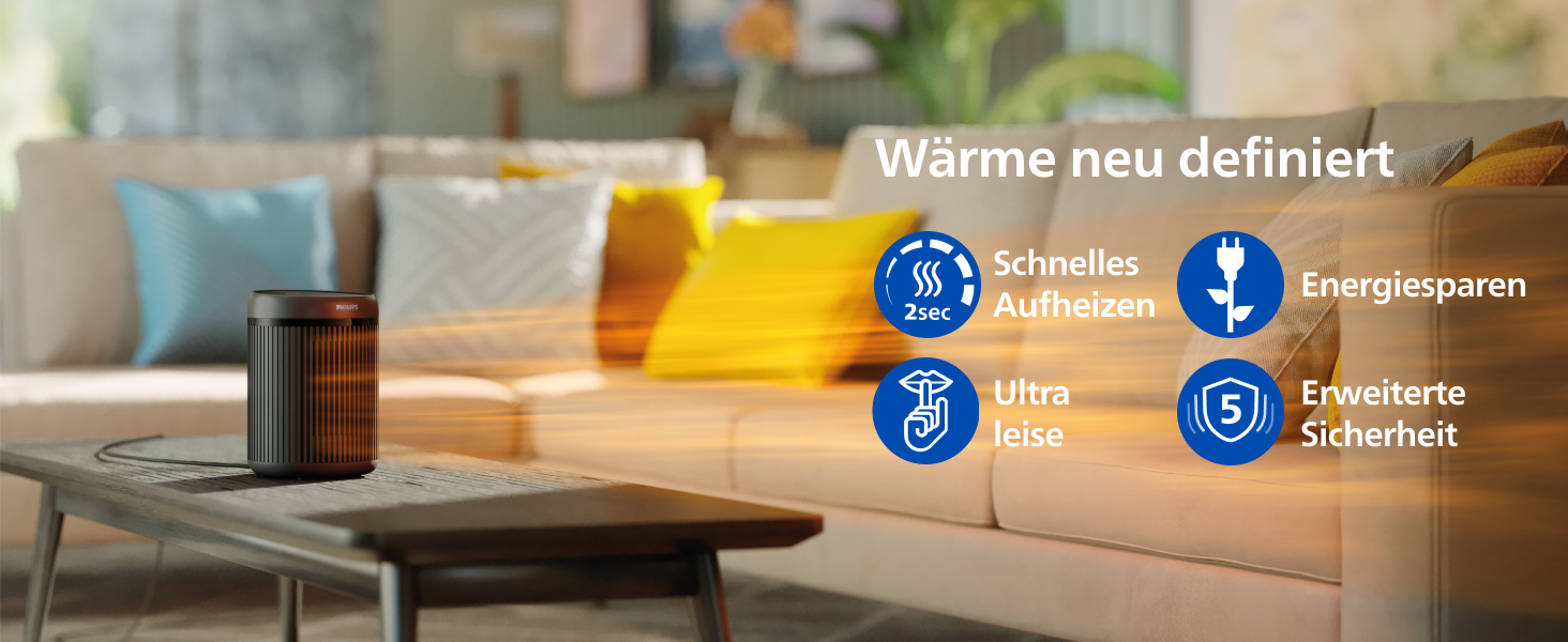 Керамічний тепловентилятор-товпчик Philips Smart 5000 серії, 2000 Вт, чорний