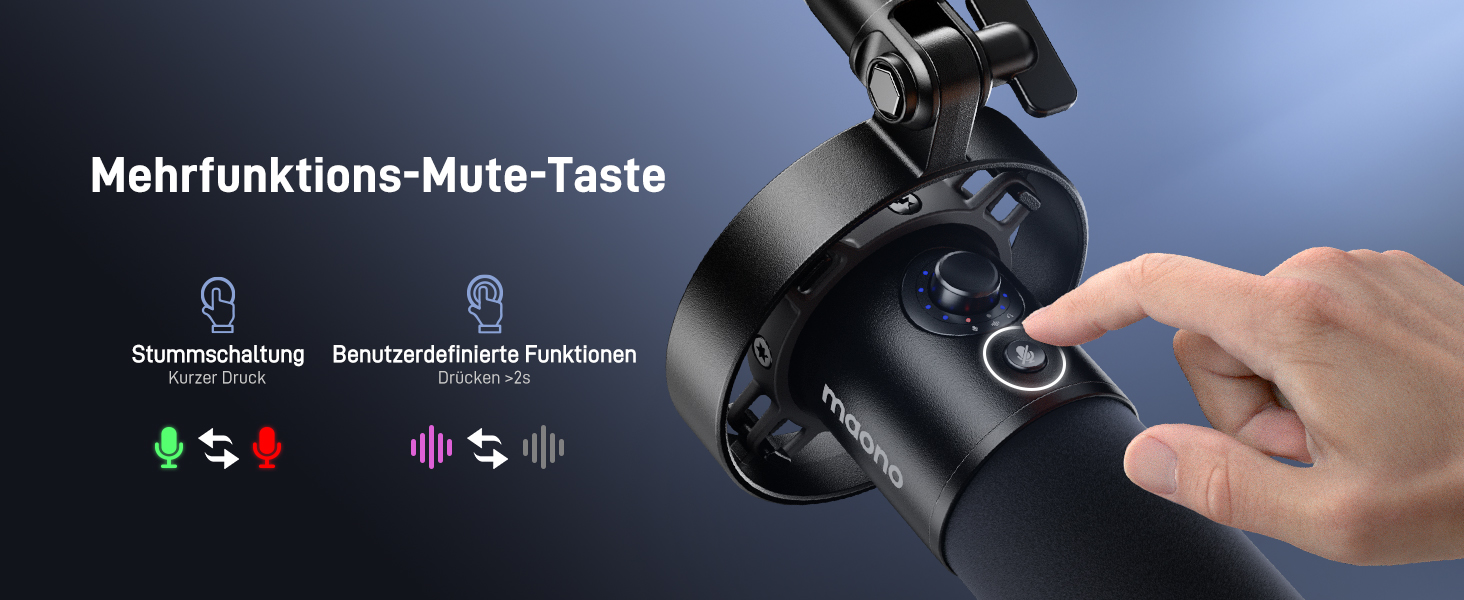 MAONO PD300X подкаст-мікрофон XLR/USB з шумозаглушенням, 192kHz/24Bit Hi-Fi аудіо, кнопка вимкнення звуку, програмне забезпечення для подкастингу, стрімінгу та студійного запису