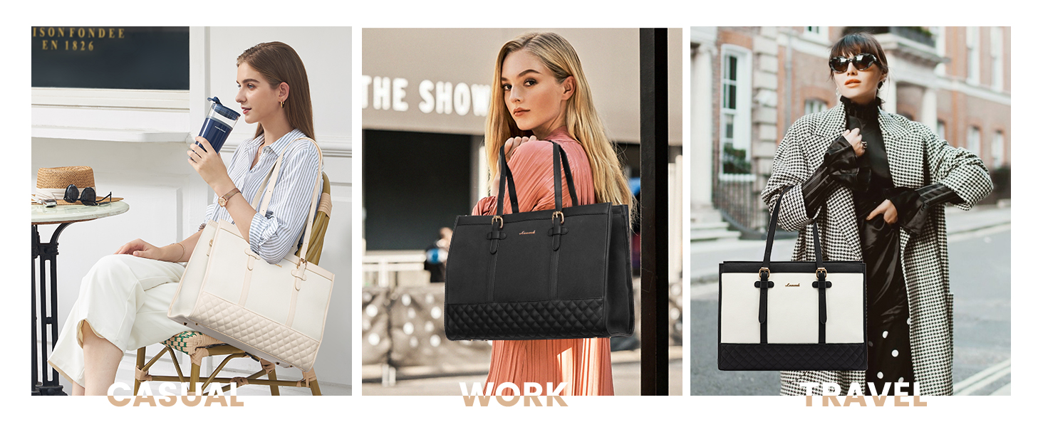 Сумка для ноутбука LOVEVOOK 15.6 дюймів, жіноча, для роботи, навчання, офісу, університету, чорна