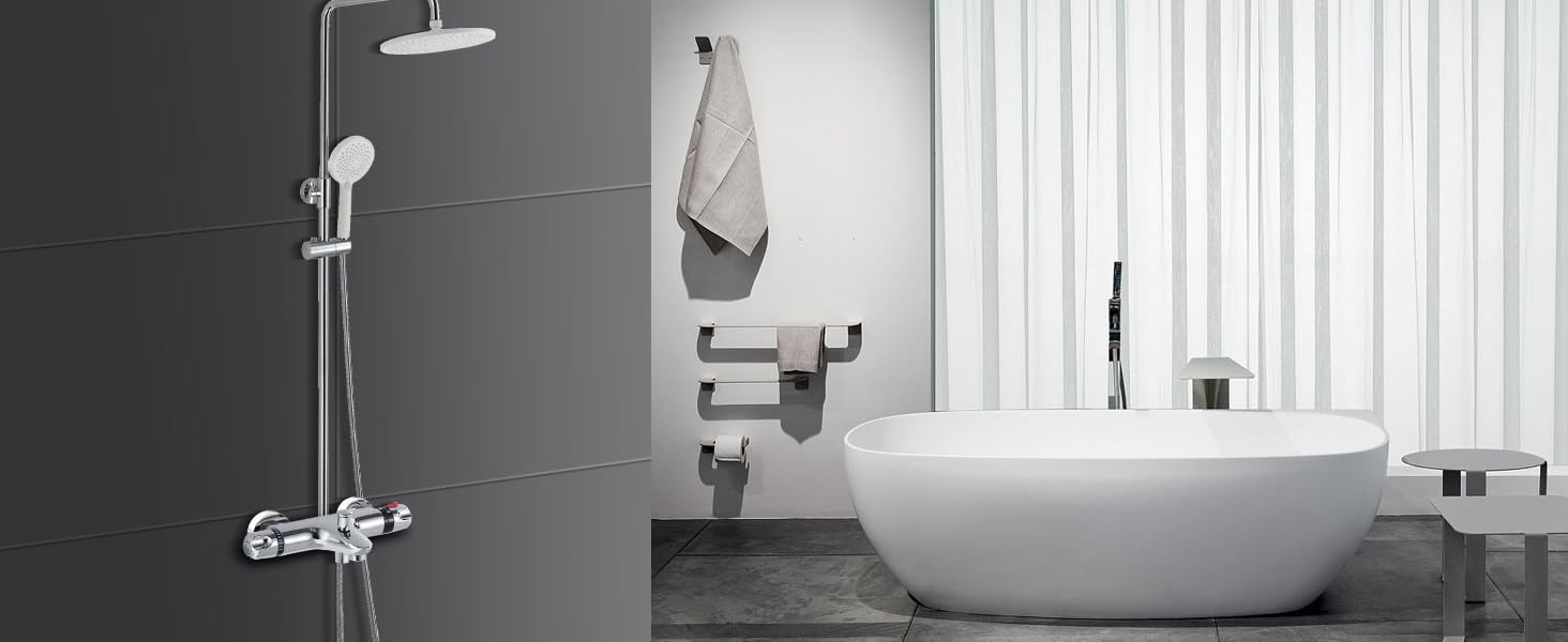 Змішувач для ванни з термостатом Uten, 2 виходи, латунь, захист 38°C