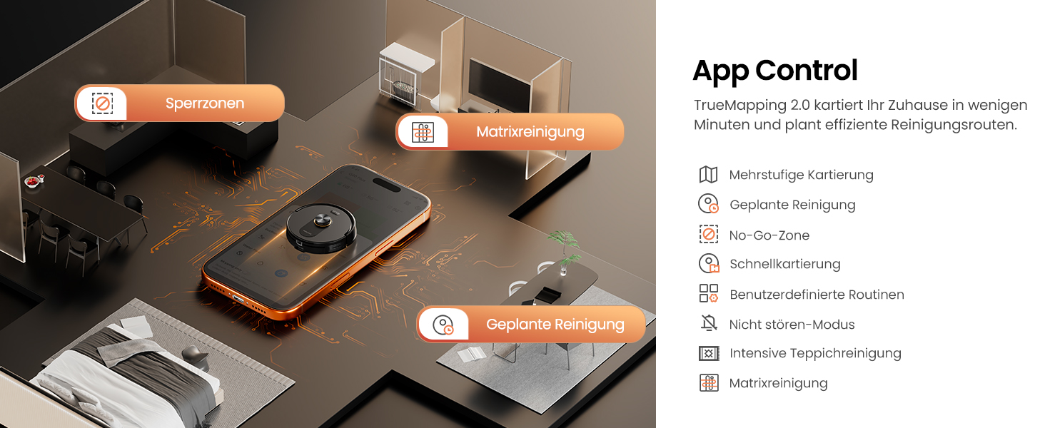 Робот-пилосос Proscenic Q20Plus з функцією миття, 10000Pa, 200хв, бездротовий, самостійна очистка, 3-в-1 для тварин, килимів, твердих поверхонь, чорний