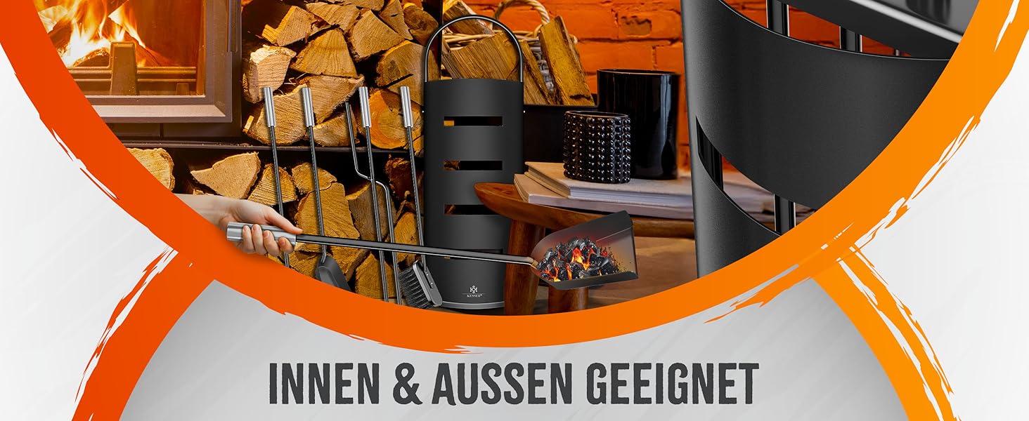 Набір для каміну KESSER® 5 предметів | Сучасний дизайн, з покриттям, з нержавіючої сталі, антрацит