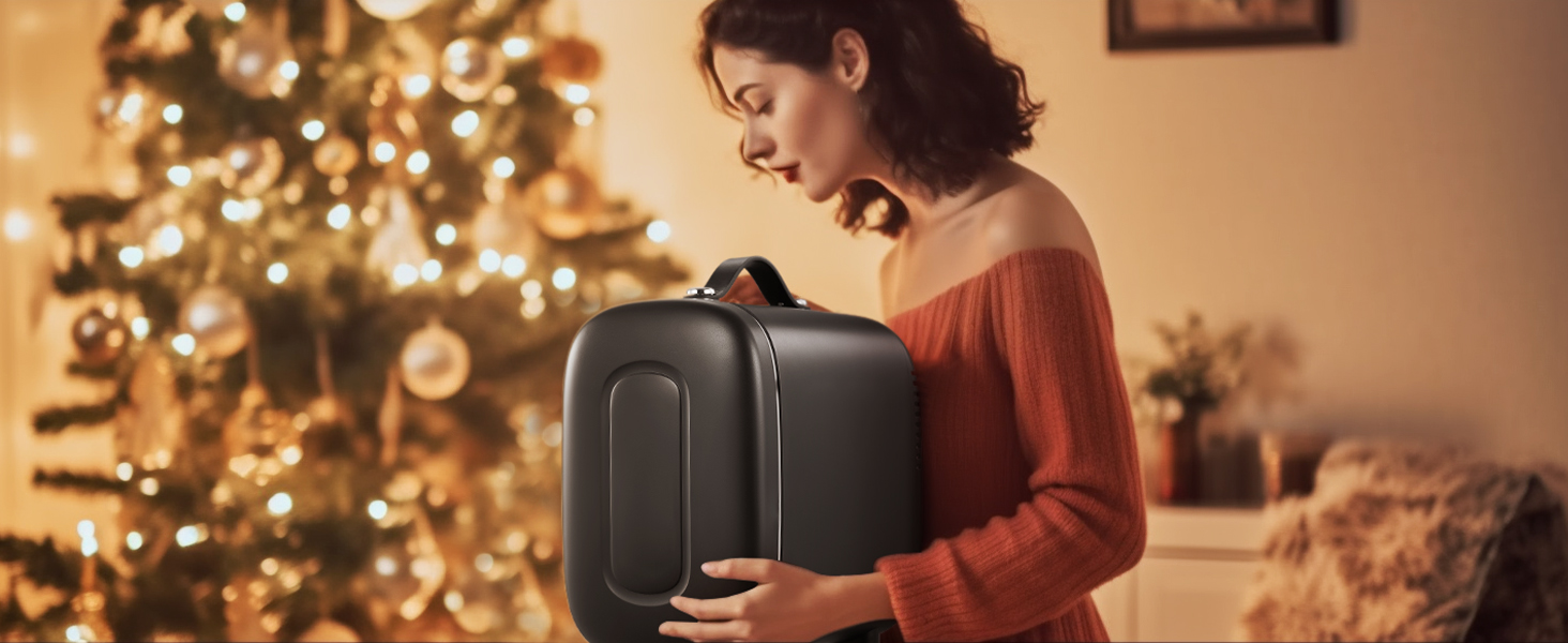 Міні холодильник FOHERE 5 літрів / 6 банок, USB живлення, 220V AC/12V DC, для напоїв та косметики, білий (чорний)