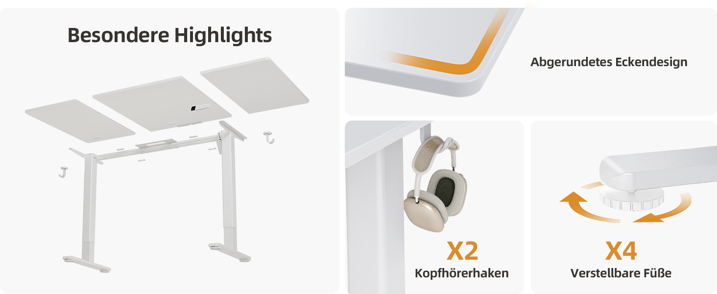 Регульований стіл Claiks 120x60 см: електричний, з пам'яттю, з гачками | Стіл для стоячи та сидячи