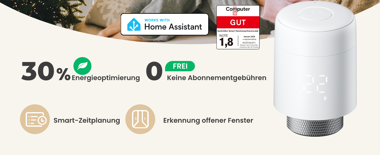 SwitchBot Розумний термостат на радіатор Bluetooth з керуванням через додаток та таймером, енергозбереження, сумісний з Alexa, Apple HomeKit та Home Assistant (потрібен Hub)