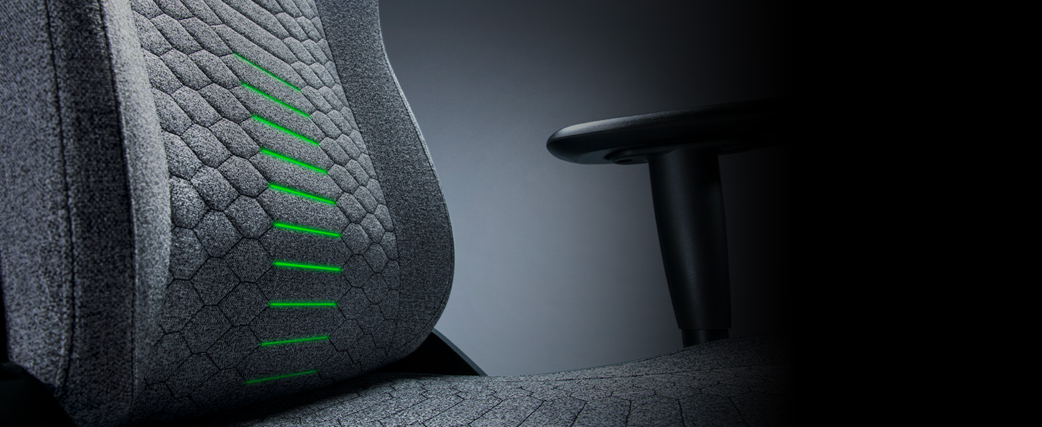 Ігровий крісло Razer Iskur V2 X - сірий, з підтримкою попереку, м'який матеріал, 2D підлокітники