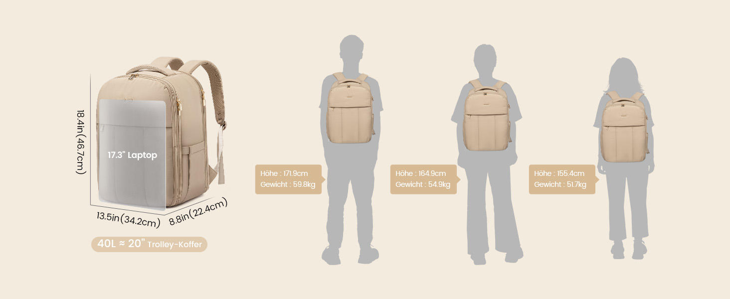 Рюкзак для ручної поклажі OVEVOOK: 40л, для ноутбука 17