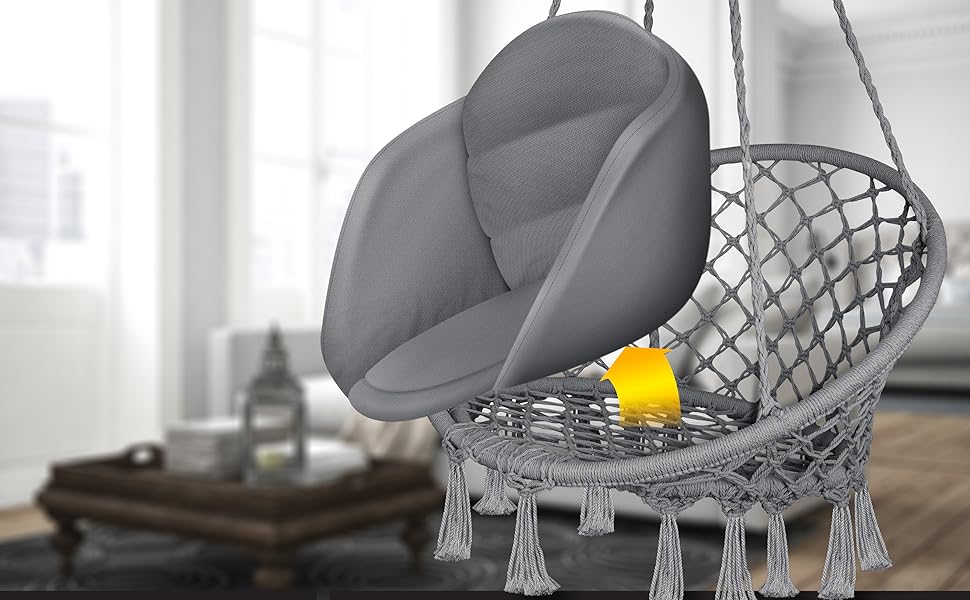 Крісло-гойдалка KESSER® з подушкою - крісло-гойдалка для дорослих та дітей, до 150 кг, для дому та саду, сіре