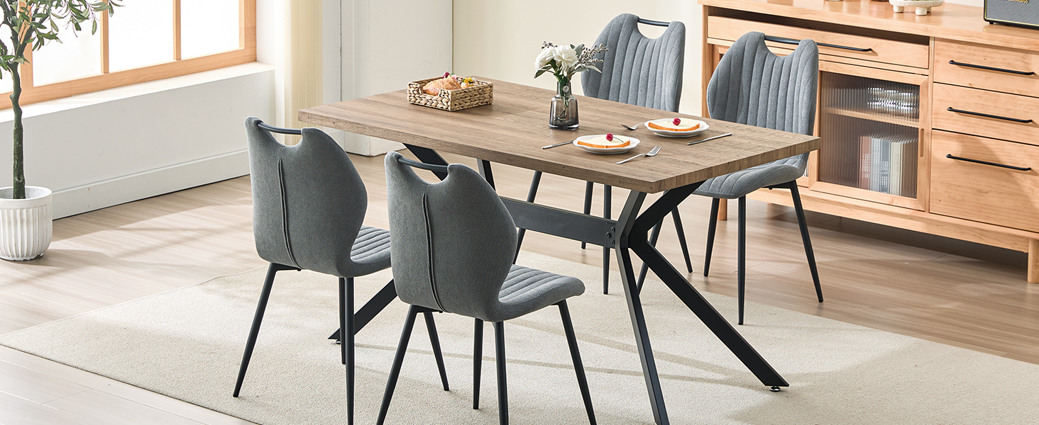 LEWE Комплект з 6 стільців для їдальні, вітальні та кухні. М'які стільці з металевими ніжками, тканинна спинка, сірий колір