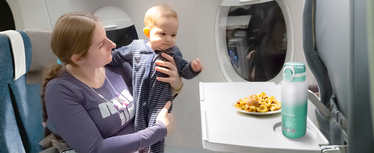 Портативний підігрівач пляшечок для дитини, швидкий нагрів, акумулятор 12000mAh, 2 режими нагріву (молоко/вода), об'єм 355мл, кришка з трубочкою