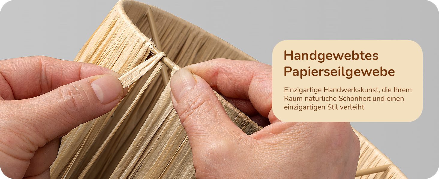 EDISHINE Настільна лампа з ручним плетінням, тепле світло 2700K, дерев'яний штатив, Boho стиль, для спальні, вітальні, готелю, з LED лампою E27 4W, абажур з ротангового паперу