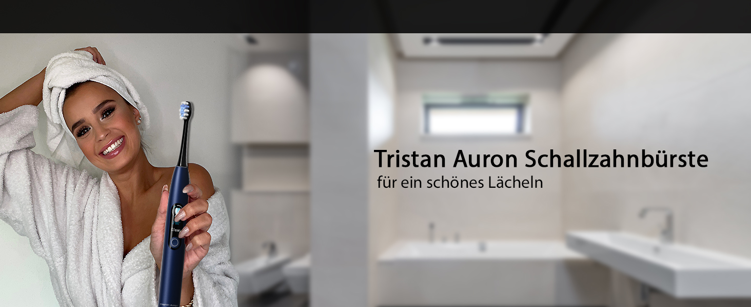 Електрична звукова зубна щітка Tristan Auron SmartOne (Блакитна) – 48 000 вібрацій, 5 режимів, дисплей, USB-C, акумулятор на 6-8 тижнів, IPX7, 6 насадок з чохлом