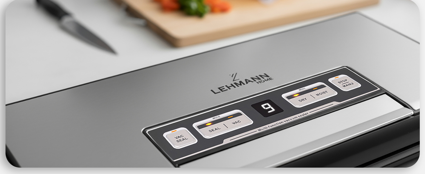 Вакууматор для продуктів LEHMANN — вакуумний пакувальник для сухих та вологих продуктів, пристрій для запаювання пакетів з шлангом для відкачування повітря, ширина шва 30 см