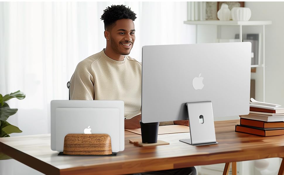 Підставка для ноутбука Vertikaler Laptop Ständer з дерева волоського горіха, регульована ширина, для MacBook та інших ноутбуків