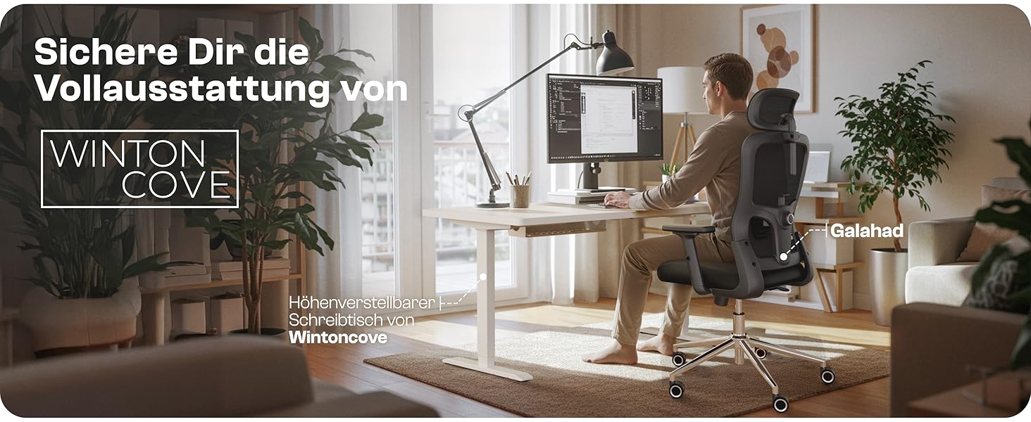 Ергономічне крісло Galahad - офісне, ігрове, поворотне | Макс. 150 кг | Чорний