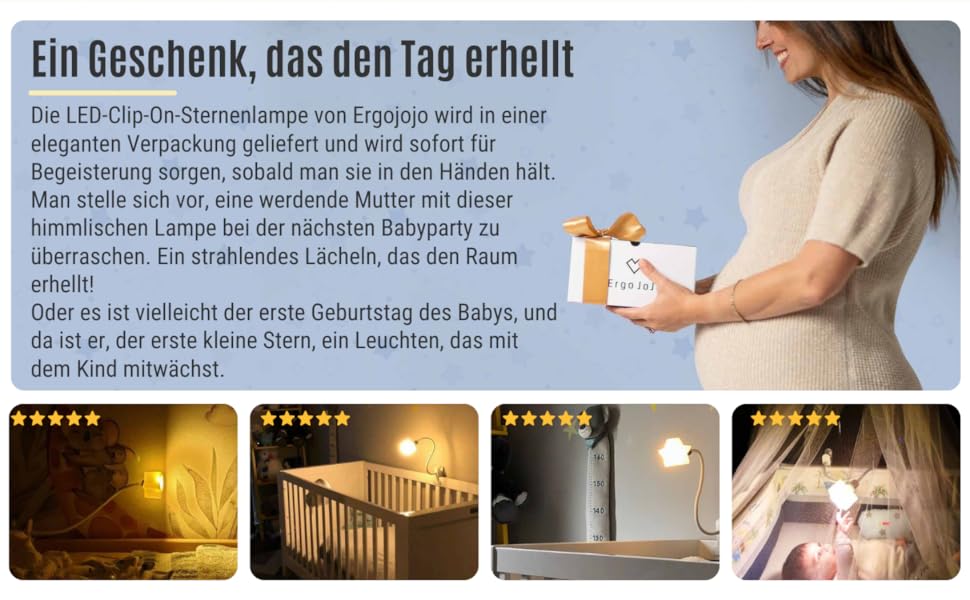 Нічник дитячий LED Stern: Лампа для спальні, дитячої кімнати, для годування та пеленання. Регульована яскравість, декор для кімнати, подарунок