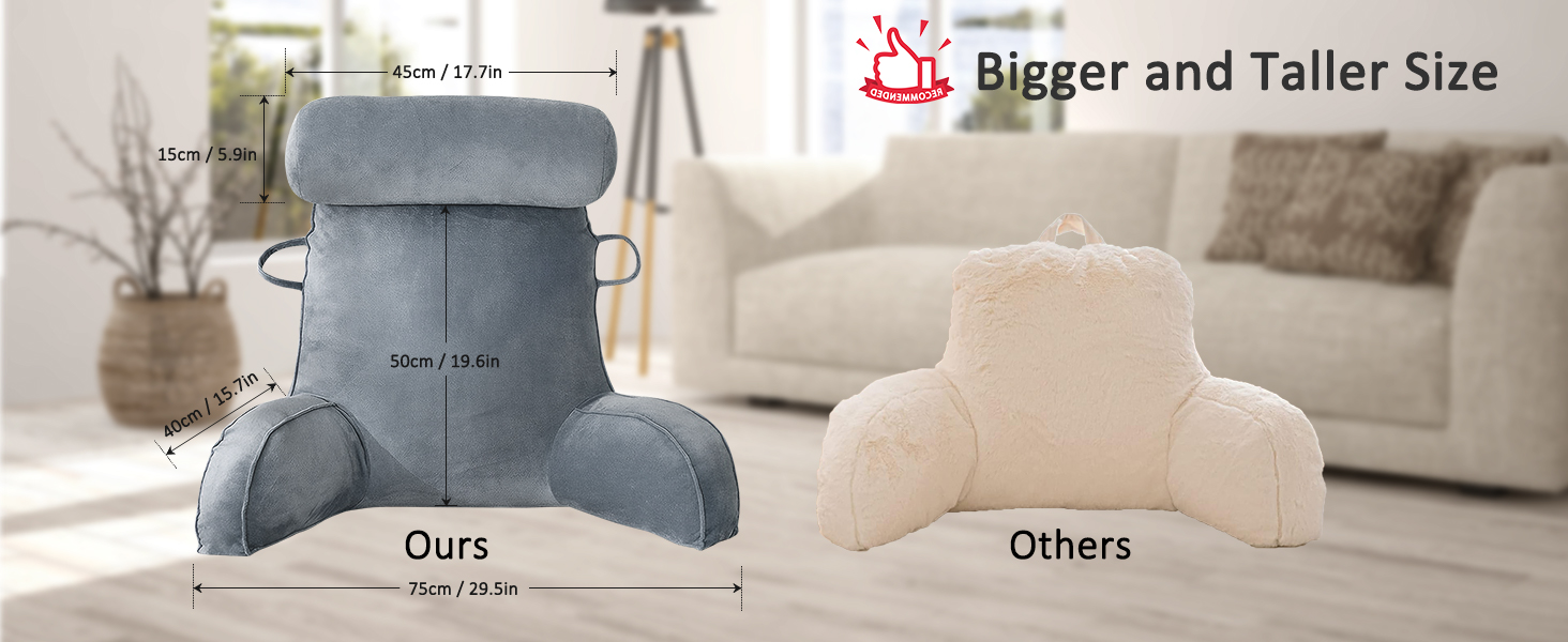 Подушка для читання MINGPINHUIUS XL для ліжка та дивана з знімною подушкою для шиї, ідеальна для дорослих, з піною з пам'яті для комфортного читання, роботи, ігор, перегляду телевізора та відпочинку (Коричнева)