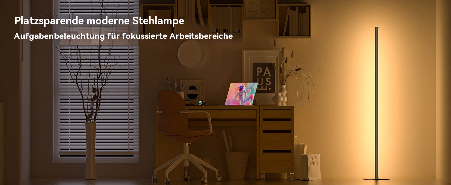 LED торшер для вітальні, білий з пультом ДУ, RGB 16 млн кольорів, синхронізація з музикою, 140 см, кутова лампа для ТБ, спальні, ігрової кімнати