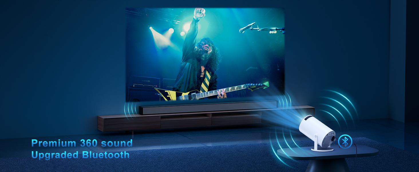 Портативний проєктор Mini Beamer 4K з підтримкою WiFi 6 та Bluetooth 5.4. Підходить для Android 11, HDMI, TV Stick, Laptop. Автоматичне регулювання Keystone, обертання 360°. Модель HY300PRO