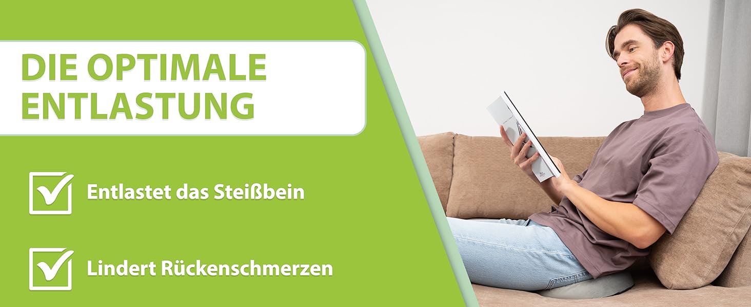 Ортопедичний сидіння кільце Feela® [3 ступені жорсткості] – подушка для геморою з отвором – після операції та пологів – сидіння для полегшення болю в куприку, подушка для геморою, сидіння-пончик – знімає біль (Medium) Чорний, Medium / Mittel (60-80 кг)
