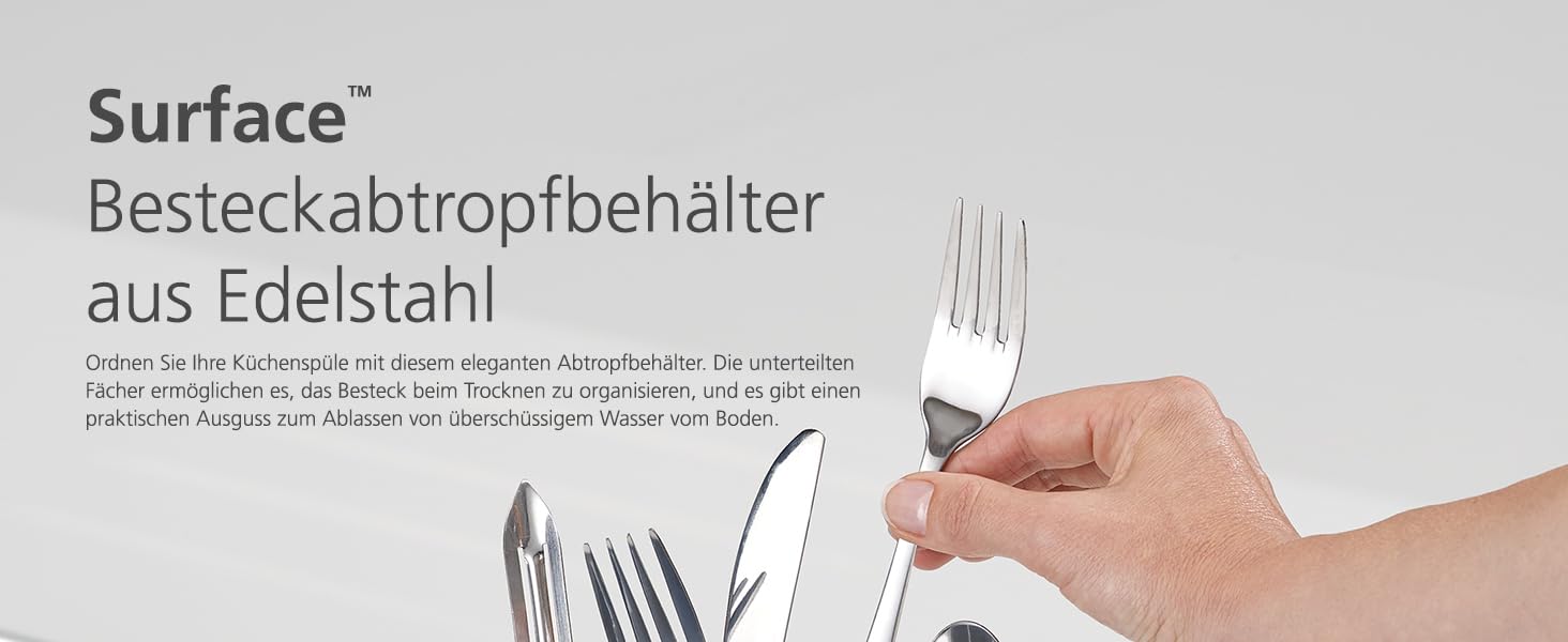 Стильний органайзер для столових приборів Joseph Joseph Surface, нержавіюча сталь, сірий