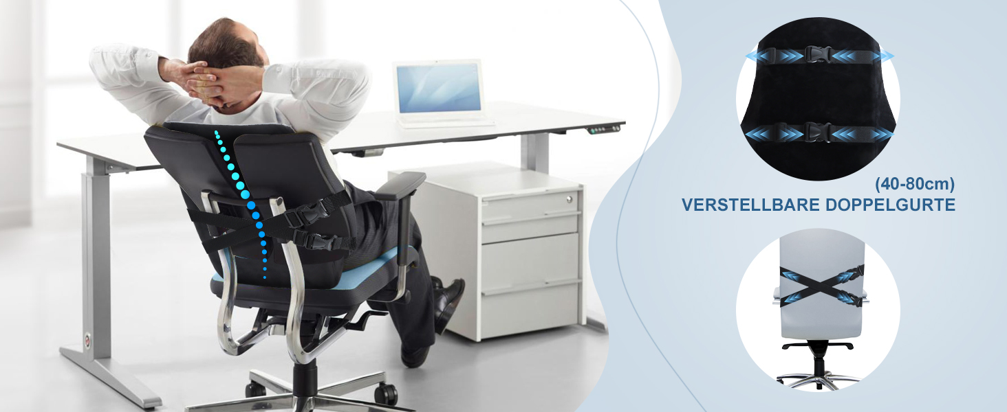 Подушка для спини Feagar для офісного крісла та дивана | Підтримка спини для офісу та дому, чорна