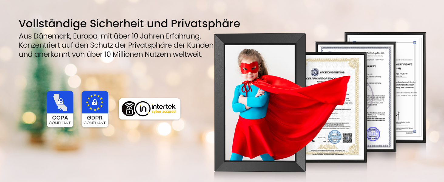 FRAMEO Цифровий фотоальбом 10.1 дюйма з Wi-Fi, IPS сенсорний екран, 32GB пам'яті, автоповорот, чорний