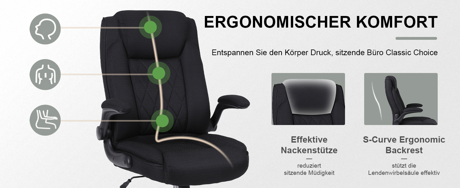 Офісний крісло Flysky з високою спинкою, регульованою висотою та підголівником, чорне. Ергономічне крісло для офісу, чорний.