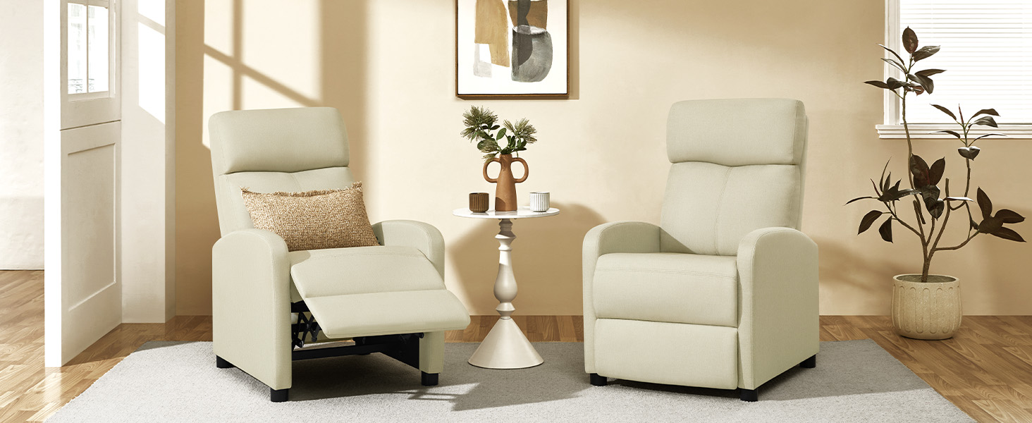 Крісло-релакс Yaheetech для телевізора з регульованою підставкою для ніг, крісло для відпочинку, бежеве, льон