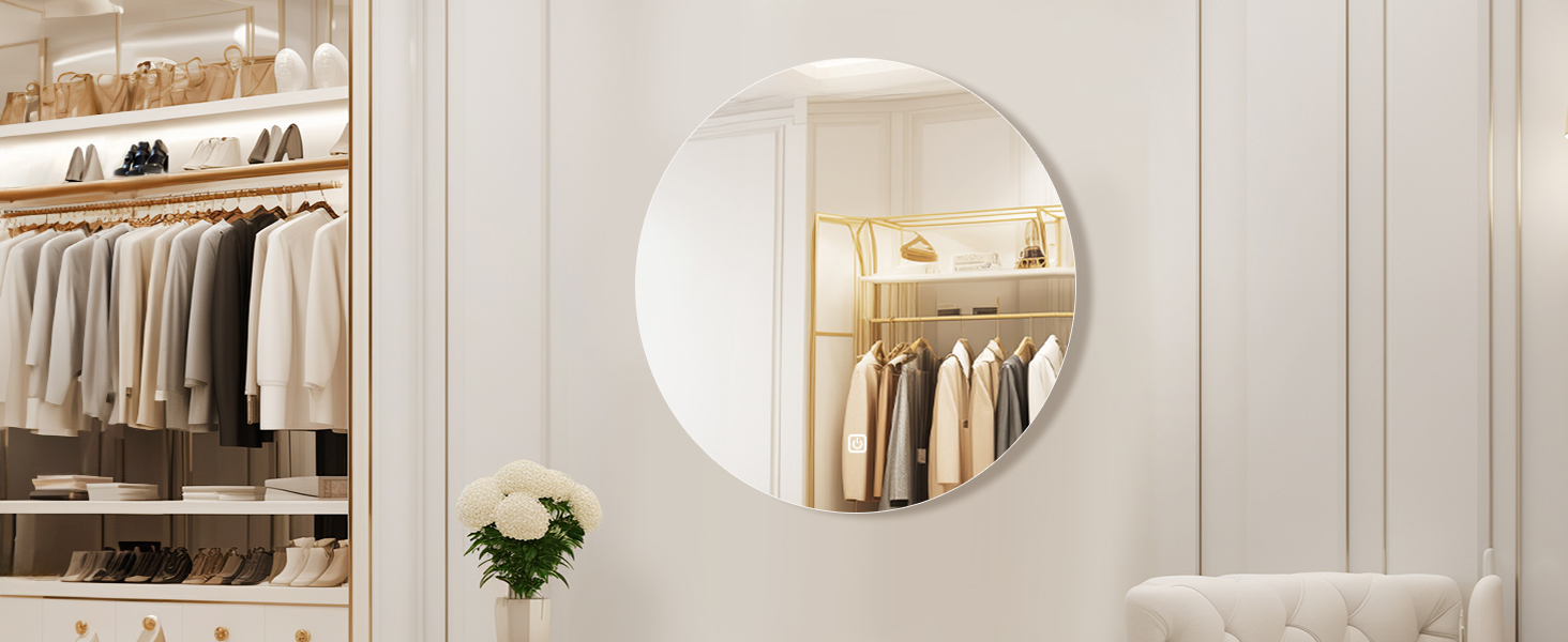 Дзеркало для ванної кімнати MYGIIVOVO круглої форми з підсвічуванням, LED, сенсорне управління, 59x59 см