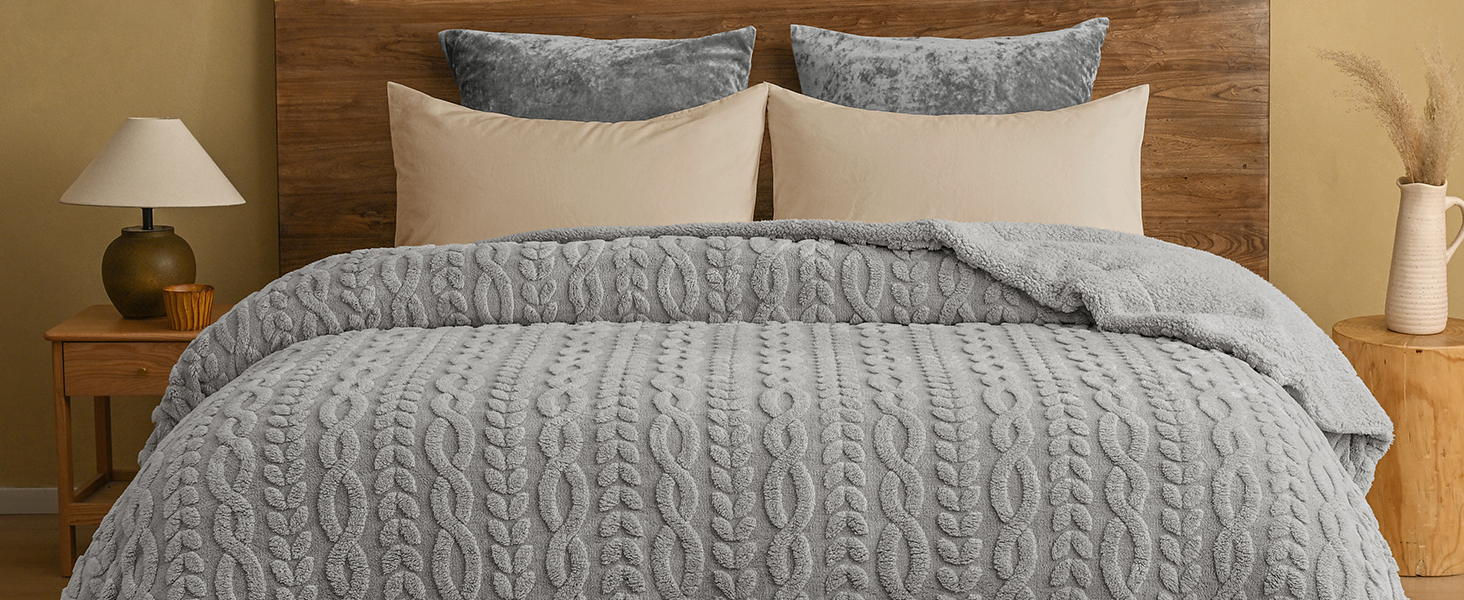 Плед Sherpa Fleecedecke: теплий та м'який плед 152x203 см, сертифікат Oeko-TEX®, з туфтованого жакарду, кремового кольору