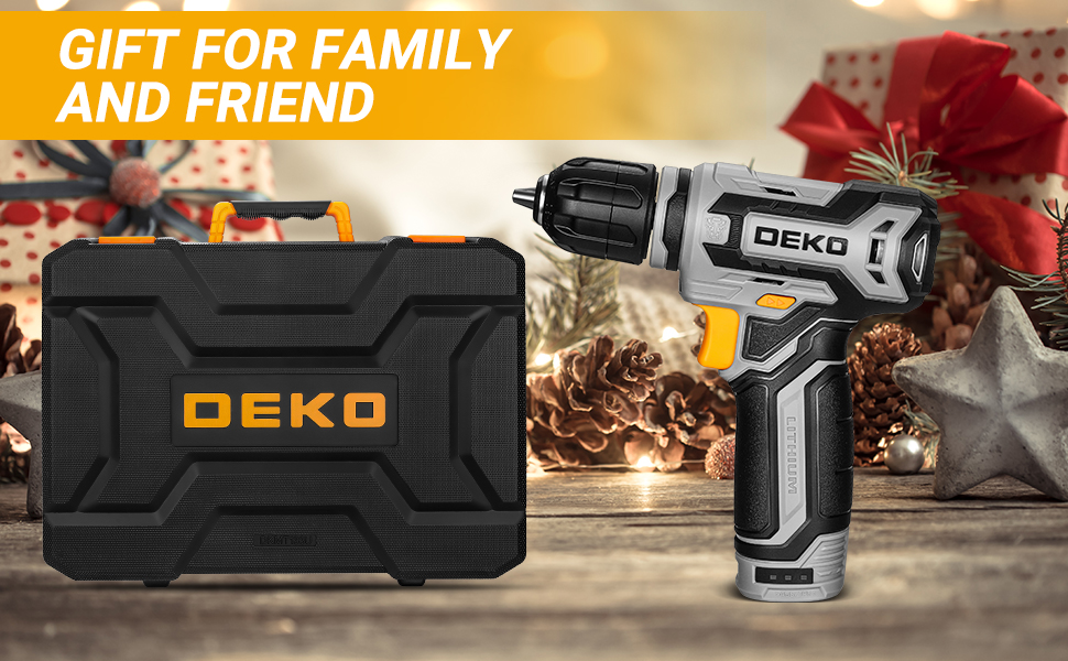 Набір інструментів DEKO 133 предмети в кейсі: акумуляторний дриль-шуруповерт 12V для ремонту та домашнього використання (сірий)