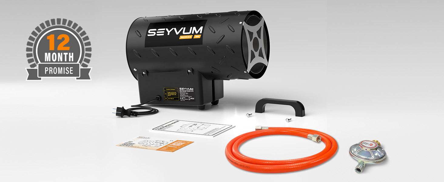 Газова теплова гармата для приміщень 15 кВт, 320 м³/год, з газовим шлангом 1,4 м, 700 мбар