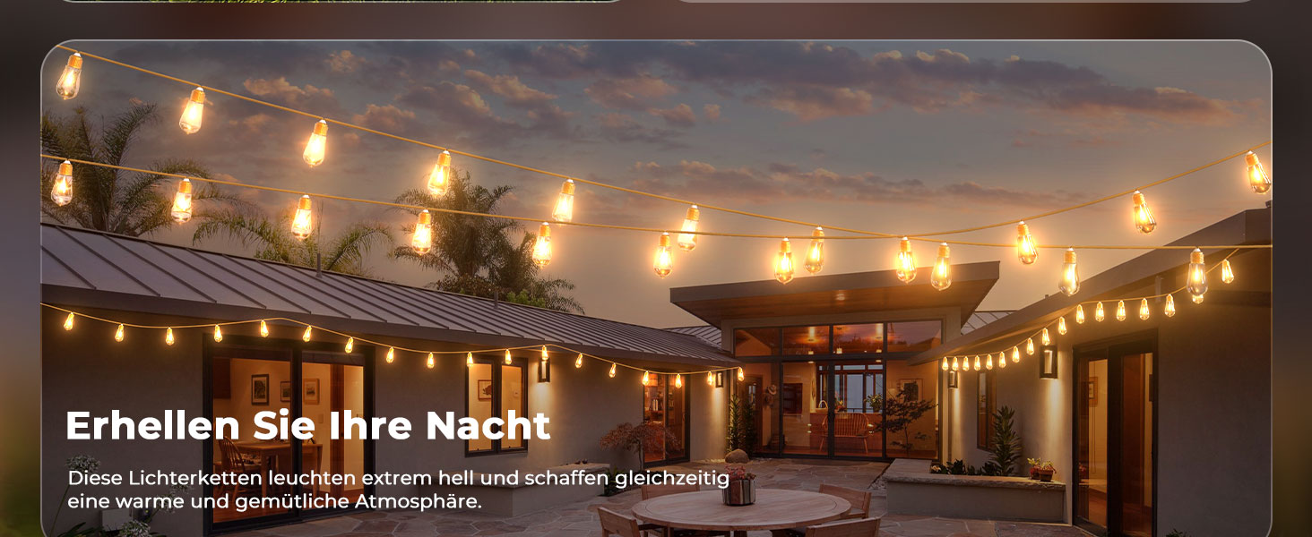 LED гірлянда для декору: 24 лампочки, 12 метрів, RGB, тепле біле світло, 8 режимів, таймер, диммування, для дому, саду, балкону, вечірки, святкування